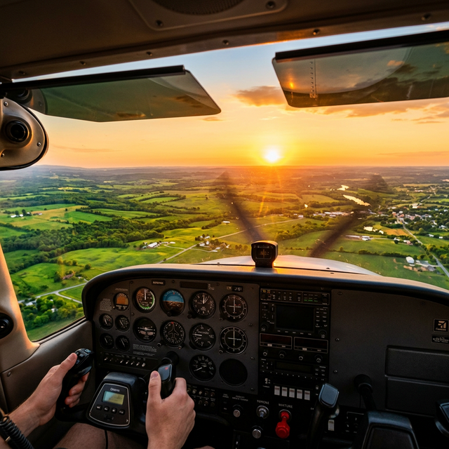 Cockpit at sunset
